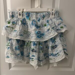 LoveShackFancy Blue Floral Skirt